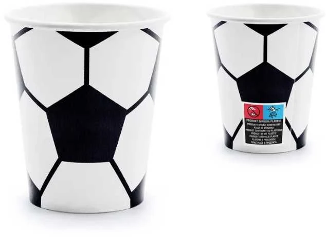PartyDeco Vienkartiniai puodeliai "Futbolas" 220ml 6 vnt