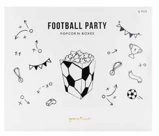 PartyDeco Dėžutės popcorn "Futbolas" 6 vnt 7*7*12cm