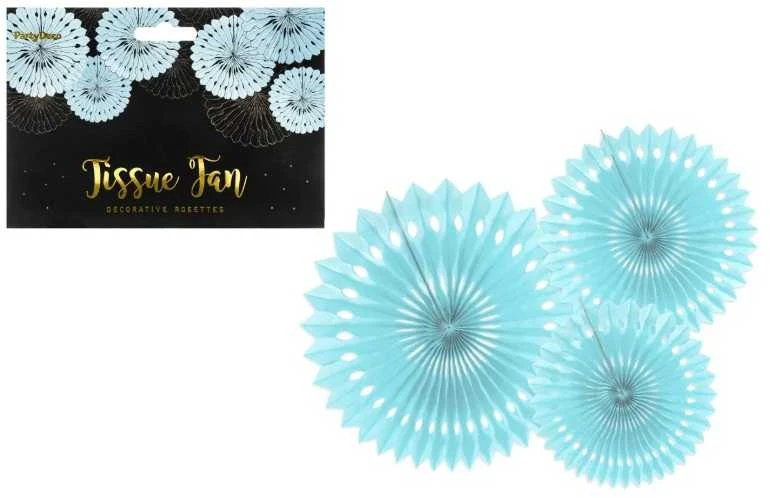 Party Deco PartyDeco dekoratyvinės rozetės šviesiai mėlynos 20-30cm A3 49931