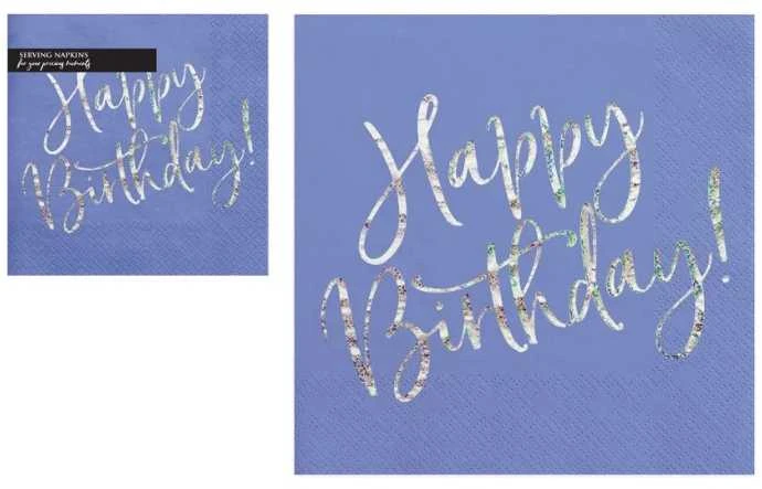 Party Deco Servetėlės 3 sluoksnių violetinės "Happy birthday"