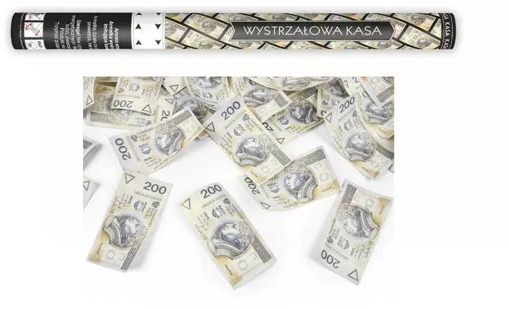 PartyDeco Party Deco Konfeti šaudyklė, banknotai, 60 cm universali