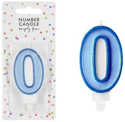 PartyDeco Gimtadienio žvakutė nr 0 melsva 7cm