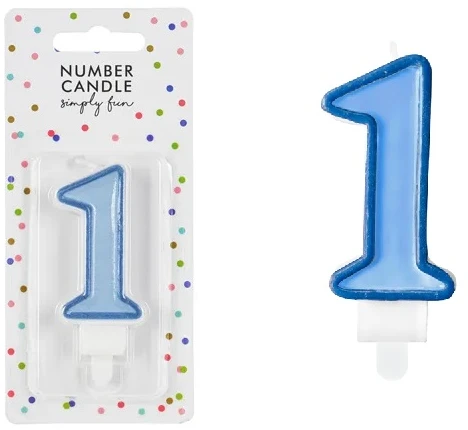 PartyDeco Gimtadienio žvakutė nr 1 melsva 7cm