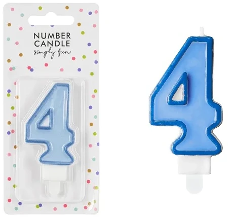 PartyDeco Gimtadienio žvakutė nr 4 melsva 7cm