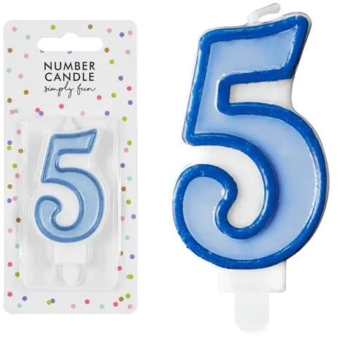 PartyDeco Gimtadienio žvakutė nr 5 melsva 7cm