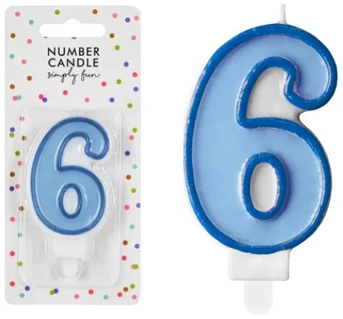 PartyDeco Gimtadienio žvakutė nr 6 melsva 7cm