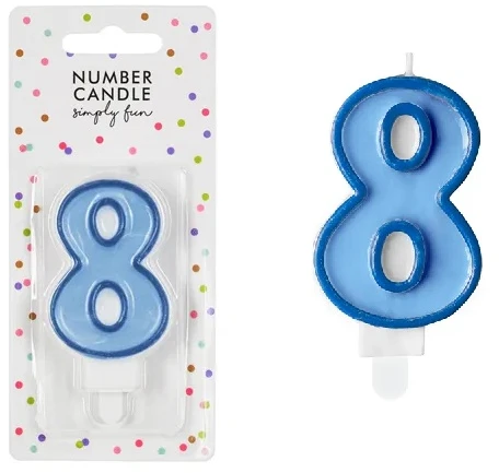PartyDeco Gimtadienio žvakutė nr 8 melsva 7cm