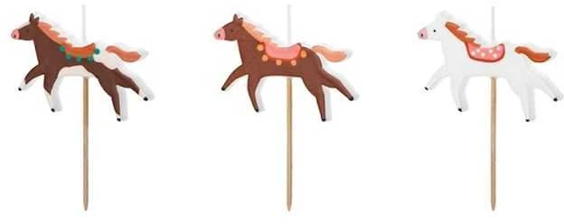 PartyDeco Gimtadienio žvakutės "Arkliukai" 3 vnt 5,8*4cm