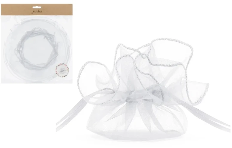 Party Deco PartyDeco Organzos maišelis, 25cm 10 vnt, Spalva: Balta
