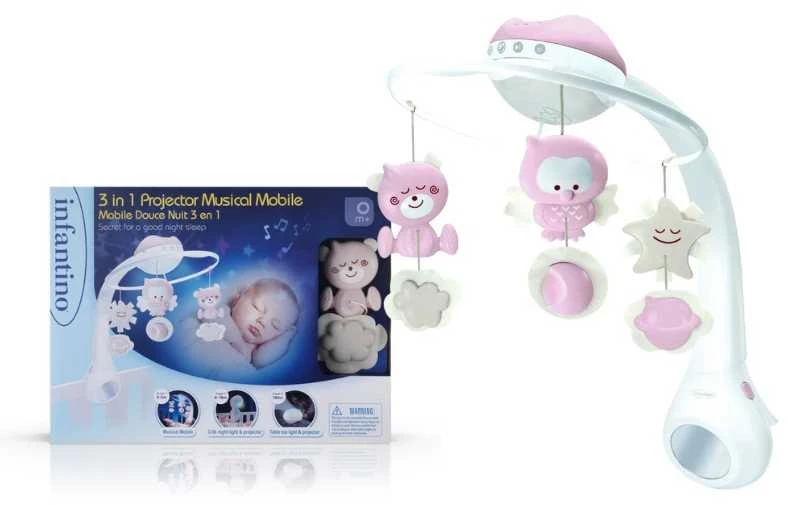 Infantino 3 viename muzikinis mobilusis, šviesiai rožinis