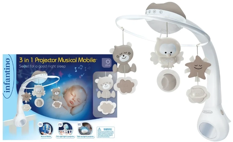 Bkids Muzikinė karuselė 3w1 Infantino smėlio spalvos