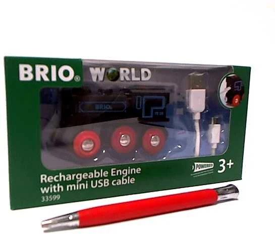Ravensburger BRIO RAILWAY traukinys su pakraunamu varikliu ir USB kabeliu, 33599