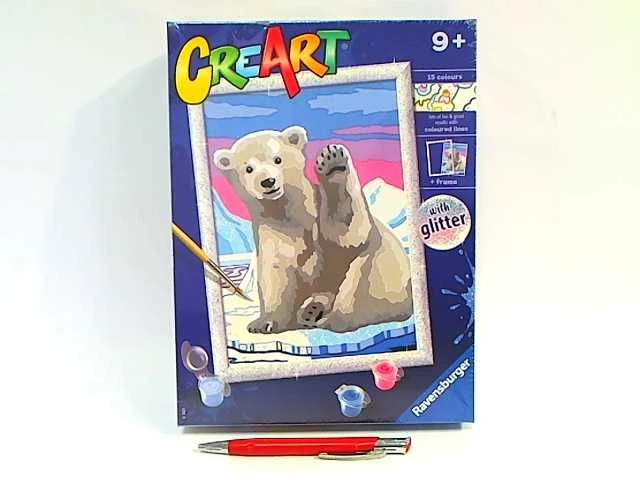 Tapymas pagal skaičius CreArt Pawsome Polar Bear su blizgučiais 20079 Ravensburger
