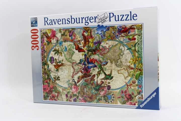 Ravensburger Dėlionė 3000 vnt. - Flora ir fauna. Pasaulio žemėlapis