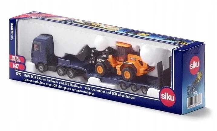 Žaislinis MAN TGX XXL sunkvežimis su JCB krautuvu Siku Super