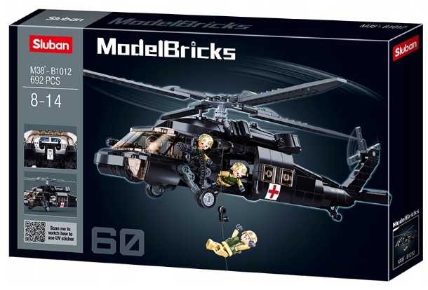 Statybiniai blokai Sluban Helikopter Juodas Hawk 692 el Army Vaikų diena