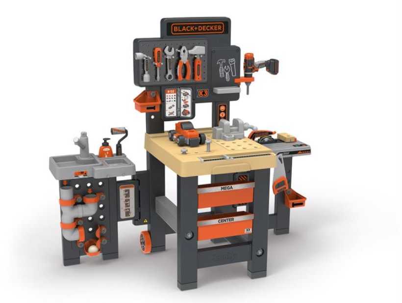Black & Decker Smoby Profesinis žaidimų dirbtuvėlių rinkinys su įrankiais ir pjūklu