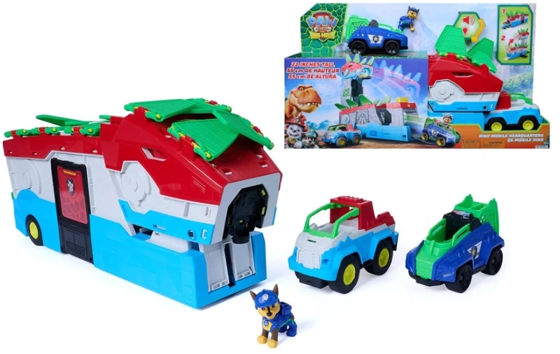 Spin Master PAW PATROL transporto priemonės žaidimų rinkinys Dino Mobile Headquarters, 6076044