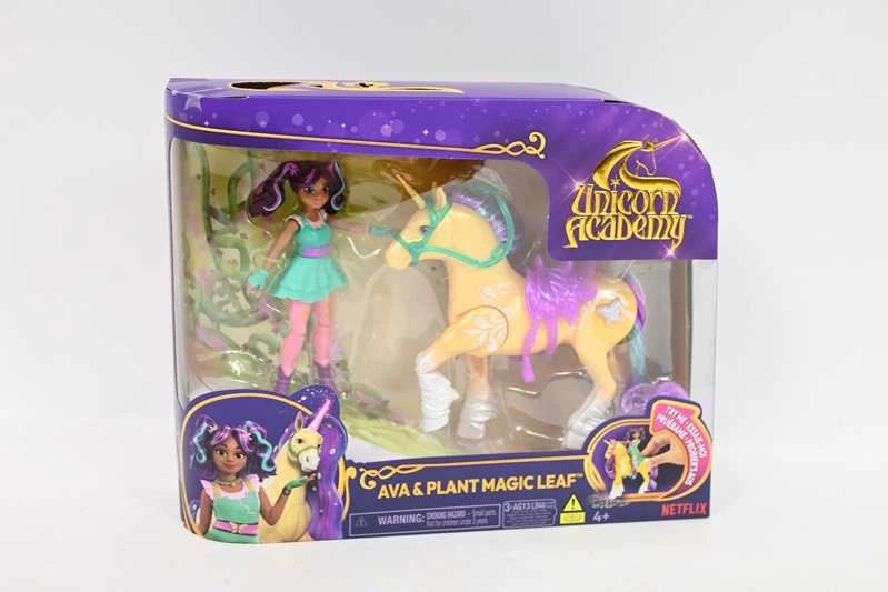 Spin Master Vienaragio akademijos Rinkinys figūrėlės Ava ir Plant Magic Leaf mergaitė ir vienaragis su šviesa + priedai