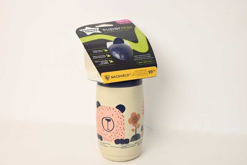 TOMMEE TIPPEE TTP447824 Vandens butelis su šiaudeliu Superstar 266ml pilkas