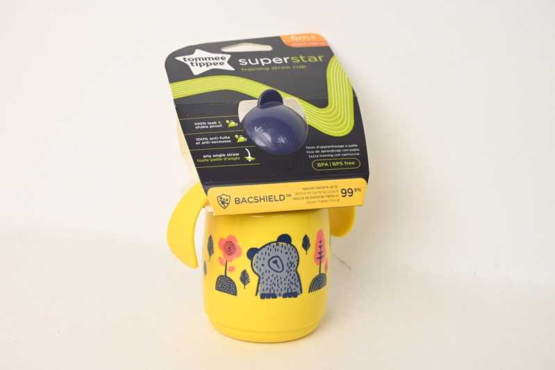 TOMMEE TIPPEE mokomasis puodelis su šiaudeliu, 6mėn+, 300ml, yellow, 447831