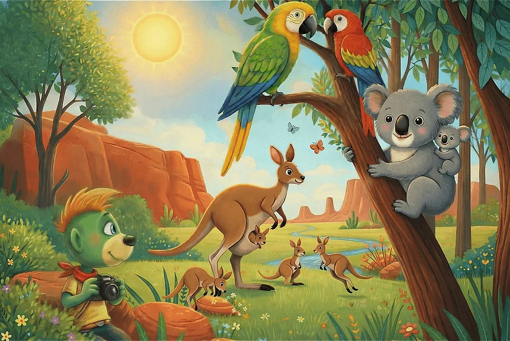 Trefl Dėlionė 100 vnt. - Treflikai laukinėje gamtoje: Koala ir kengūra