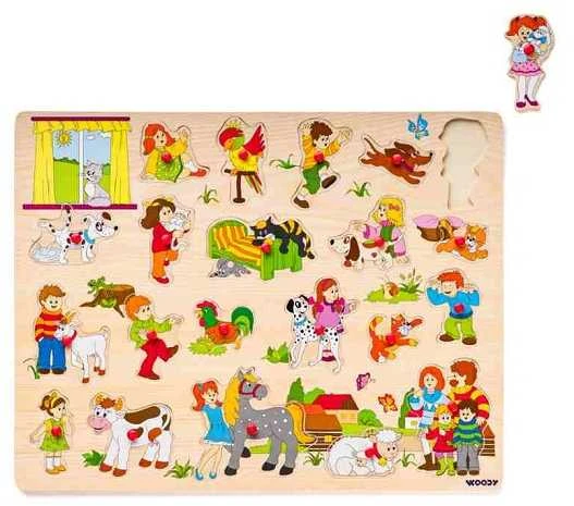 WOODYLAND didelė medinė dėlionė su rankena 91912 19123