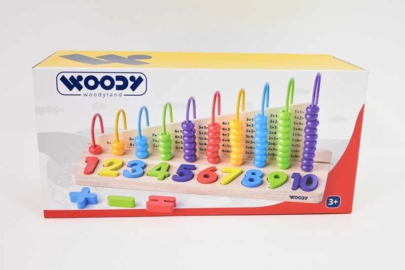 Woody 90220 Eco Medinis mokomasis didaktinis žaislas – mokantis matematikos (13 vnt.) vaikams nuo 3 metų (34x16,5x12cm)