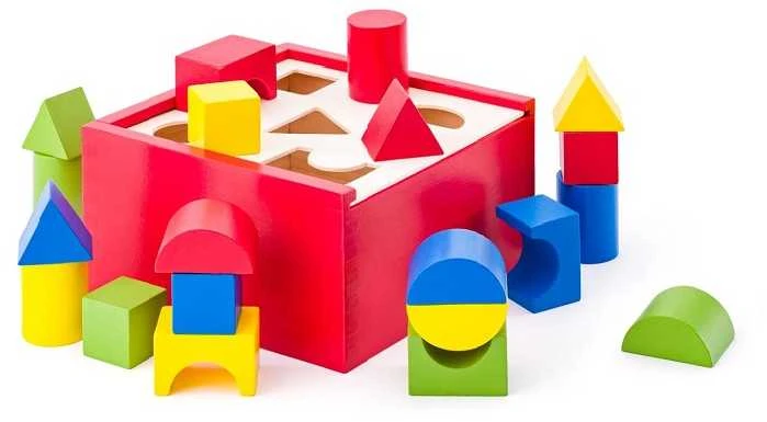 Dėlionė Woody 90001 Eco Wooden Mokomosios spalvos formos rūšiavimo dėžės konstruktorius (20vnt) vaikams nuo 2 metų (16x16cm)