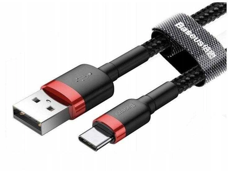 Baseus Cafule kabelis USB-C 3A 0.5m - Juodas / Raudonas