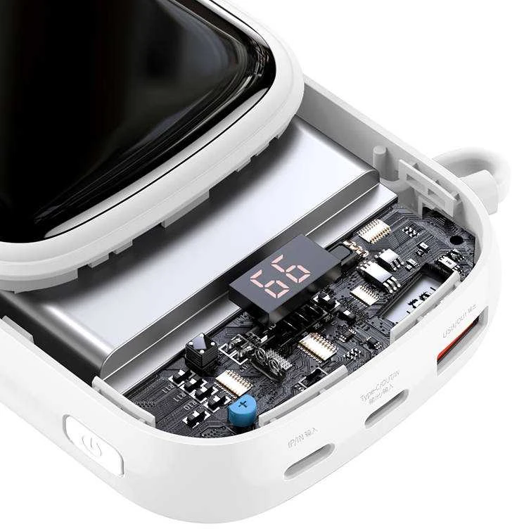 Powerbank Baseus Qpow PRO su laidu, 20000mAh, 22.5W (balta)