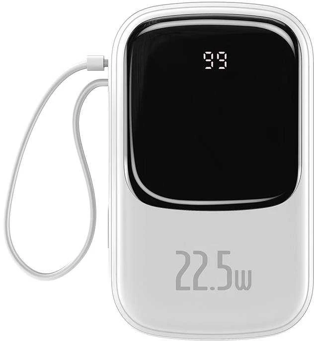 Powerbank Baseus Qpow PRO su laidu, 20000mAh, 22.5W (balta)