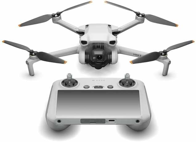 Dronas DJI Mini 3 Fly More Combo su DJI RC valdymo pultu ir papildomais aksesuarais