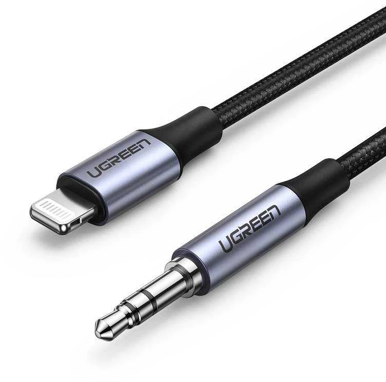 Ugreen kabelis AUX MFI Lightning garso laidas - 3,5 mm mini lizdas, 1 m pilkas (70509)