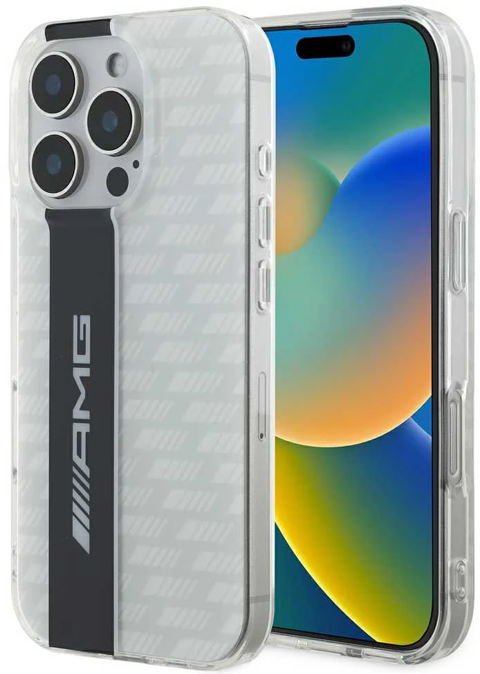 AMG Carbon Pattern Apple iPhone 16 Pro Max dėklas telefonui baltos spalvos
