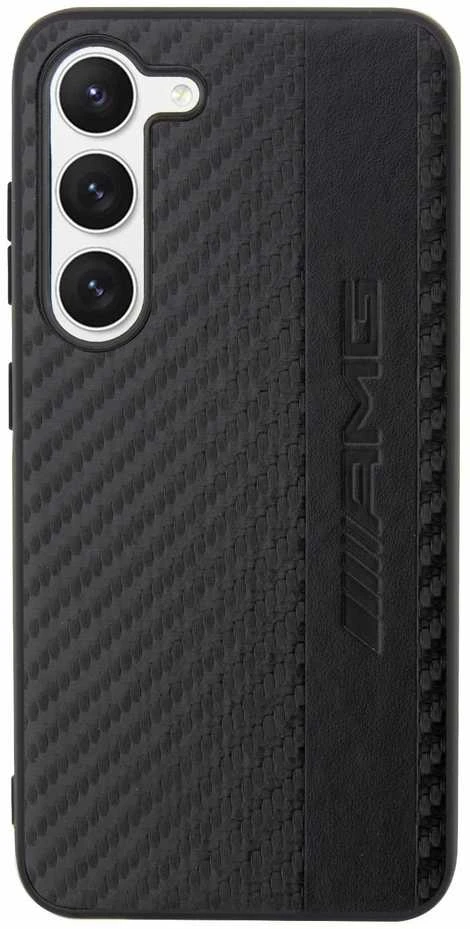 Mercedes Benz Samsung Galaxy S23 Plus Mercedes AMG dėklas Carbon Stripe&Embossed (AMHCS23MBLSCA) juodos spalvos