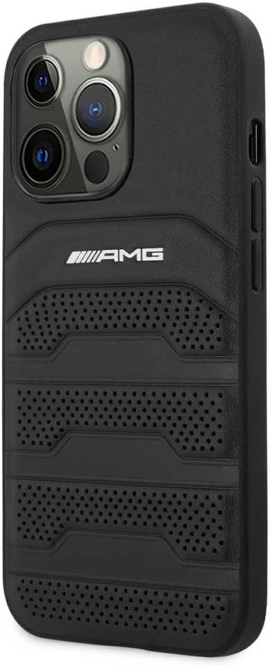 Apple iPhone 14 Pro Mercedes AMG odinis dėklas Debossed Lines (AMHCP14LGSEBK) juodos spalvos