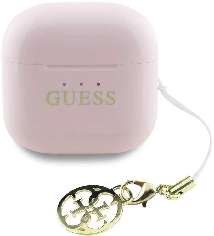 Ausinės TWS Guess Glossy Effect Printed Classic Logo & Charm rožinės spalvos