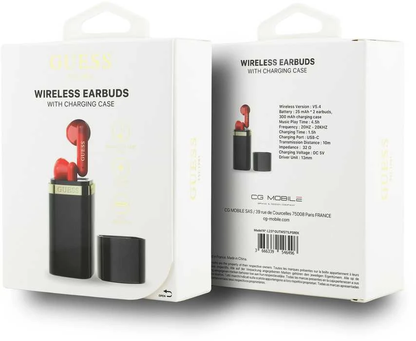 Guess Lipstick Shape TWS belaidės ausinės juodos spalvos