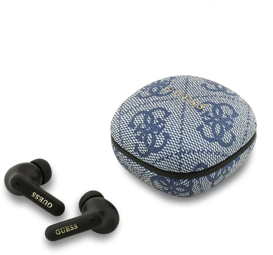 Guess PU 4G Metal Logo ENC TWS belaidės ausinės mėlynos spalvos