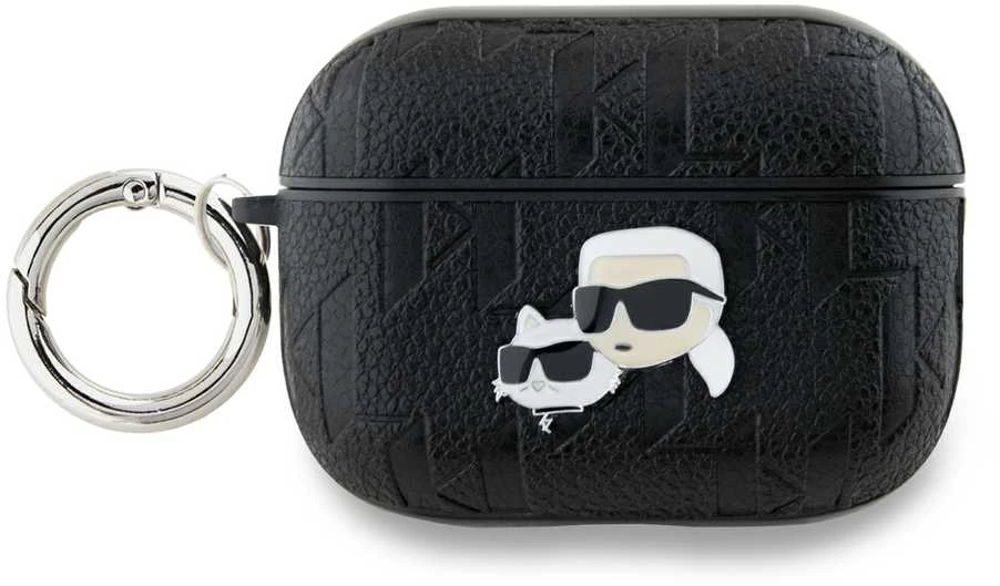Juodas AirPods 3 dėklas su Karl Lagerfeld akcentais