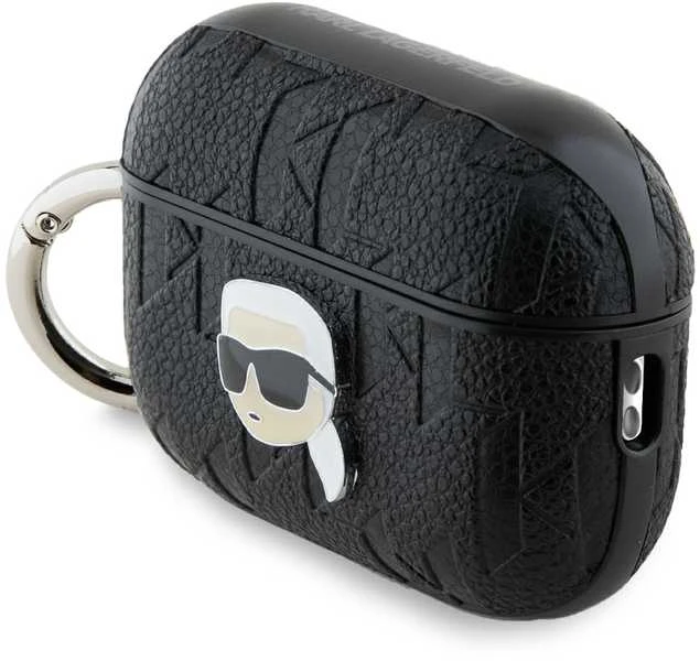 Apple AirPods 3 Karl Lagerfeld Cover Monogram Karl Head ausinių dėklas juodos spalvos