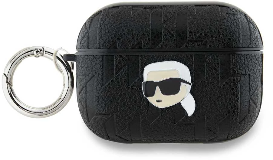 Apple AirPods 3 Karl Lagerfeld Cover Monogram Karl Head ausinių dėklas juodos spalvos