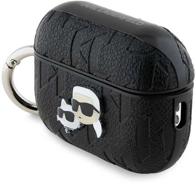 Apple AirPods 3 Karl Lagerfeld Cover Monogram Karl & Choupette Head ausinių dėklas juodos spalvos