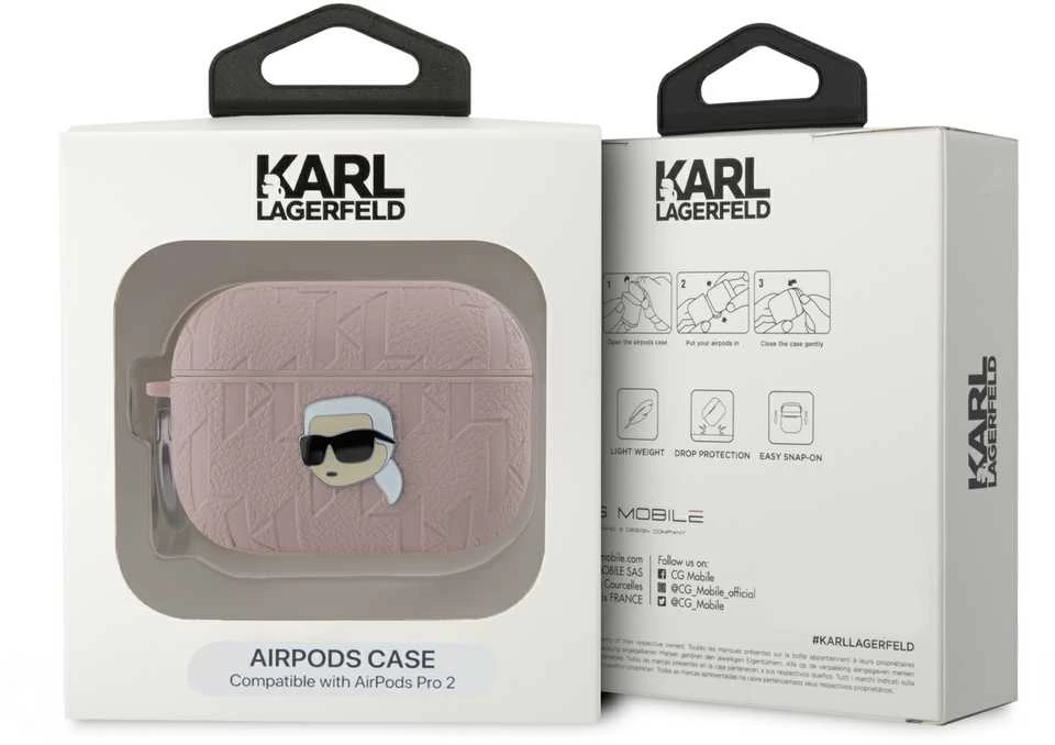 Karl Lagerfeld KLA3PGKIPP AirPods 3 dėklas rožinės spalvos Monogram Karl Head