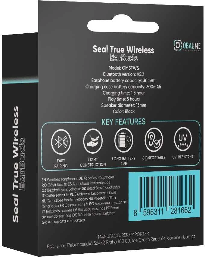 OBAL:ME Seal True Belaidės In-EarBuds ausinės juodos spalvos