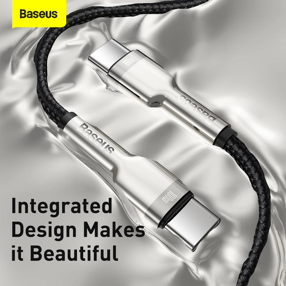 Kabelis USB C - USB C 1m 100W juodas Cafule Metal BASEUS
