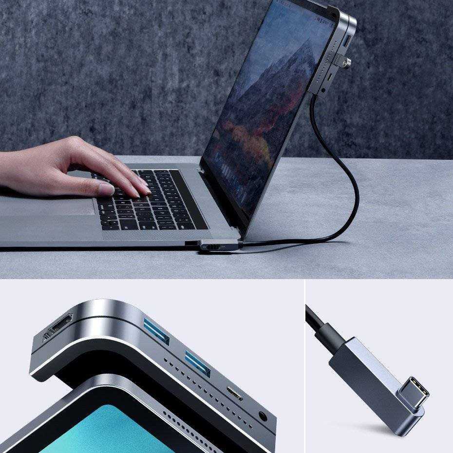 Baseus HUB Bend Angle No.7 Multifunctional (Type-C to 2xUSB3.0 + HDMI 4K + PD 100W + 3.5mm + TF) Upgraded version Space Gray (CAHUB-CWJ0G)