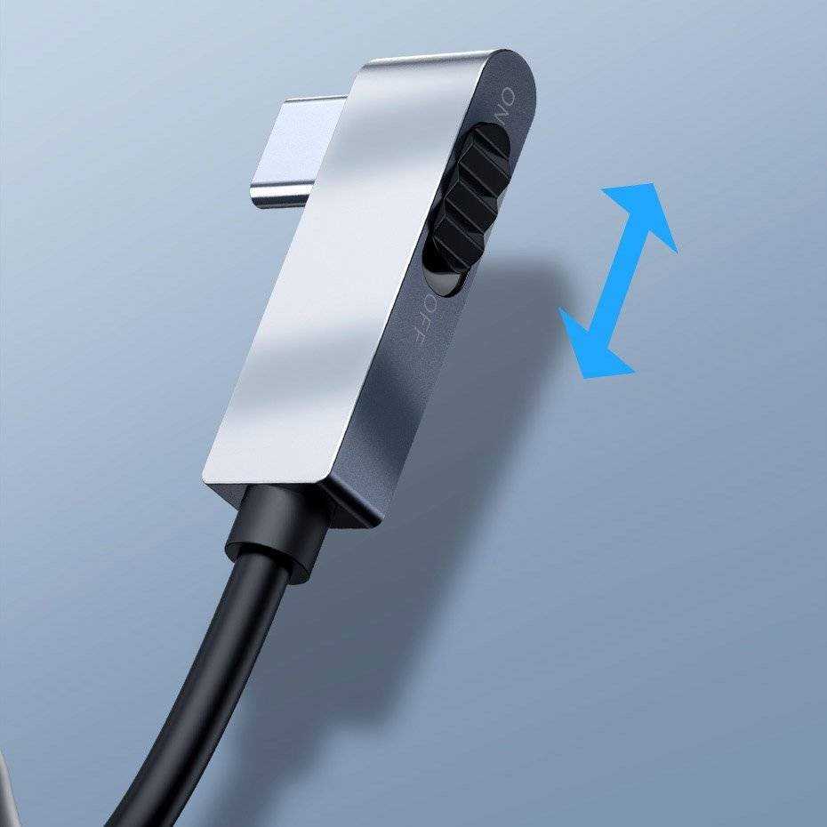 Baseus HUB Bend Angle No.7 Multifunctional (Type-C to 2xUSB3.0 + HDMI 4K + PD 100W + 3.5mm + TF) Upgraded version Space Gray (CAHUB-CWJ0G)