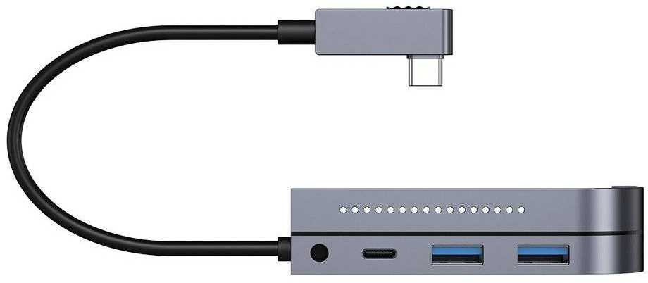 Baseus HUB Bend Angle No.7 Multifunctional (Type-C to 2xUSB3.0 + HDMI 4K + PD 100W + 3.5mm + TF) Upgraded version Space Gray (CAHUB-CWJ0G)